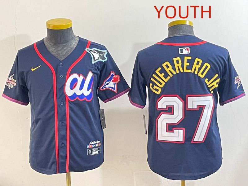 Youth 2025 Toronto Blue Jays 27 Guerrero jr Drak Blue All star Nike MLB Jersey style 3